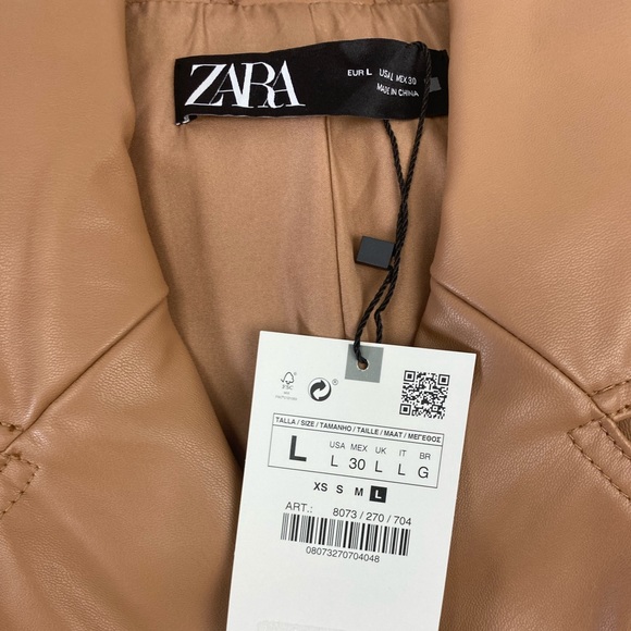 ZARA Faux Leather Lap Coat Double Breast Vid img - Picture 13 of 13